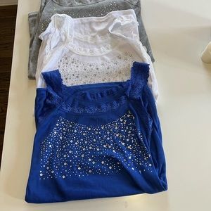3 rhinestone bling tank tops
